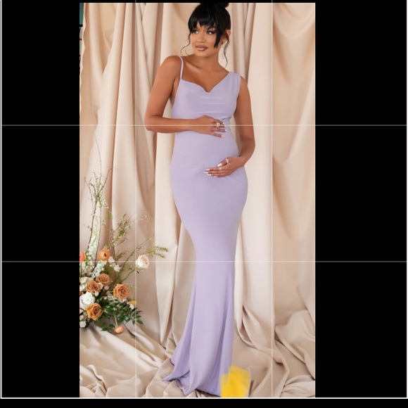 fitted lace wedding dress PinkBlush Lavender Lace Mesh Overlay Maternity Maxi Dress